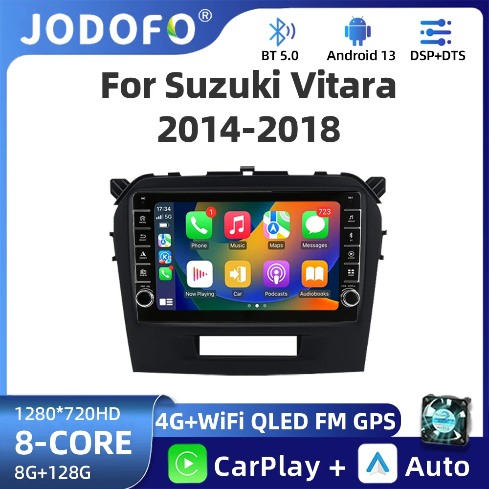 Wireless CarPlay Android Auto Radio For Suzuki Vitara 4 2014-2018 Car Multimedia Navigation GPS 5G HDR QLED Screen No 2din DVD