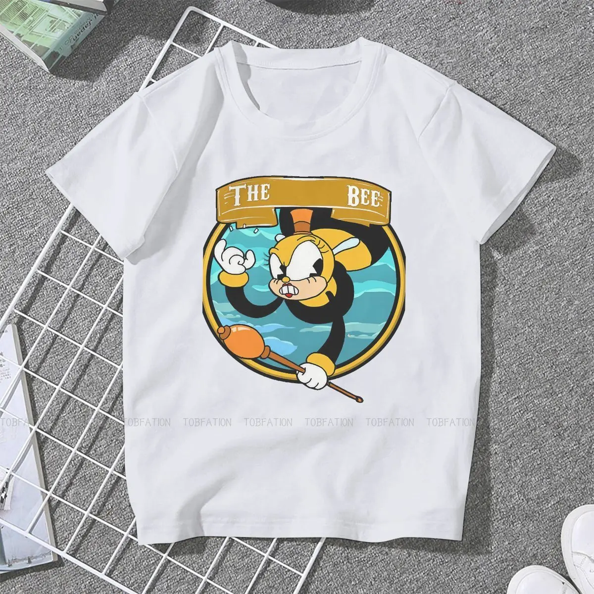 RUMOR HONEYBOTTOMS Women Tshirts Cuphead Mug Man Game Grunge Vintage Female Clothing Large Cotton Graphic Streetwear