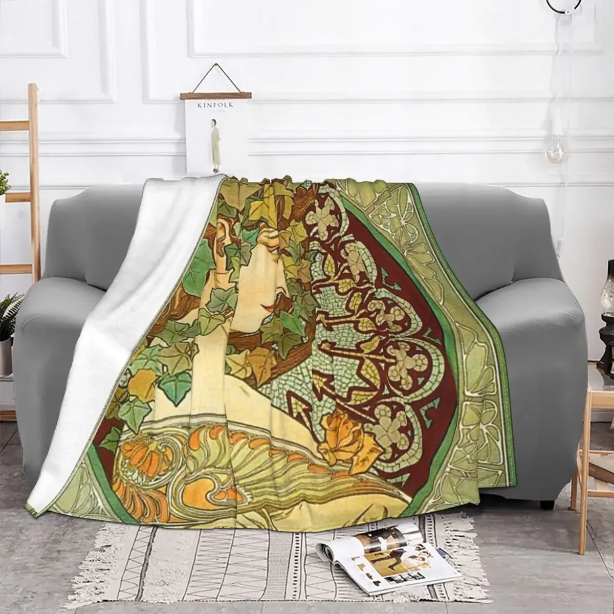 Alphonse Mucha Laura 1901 Knitted Blankets Flannel Vintage Beautiful Women Warm Throw Blanket for Outdoor Travel Bedroom Quilt