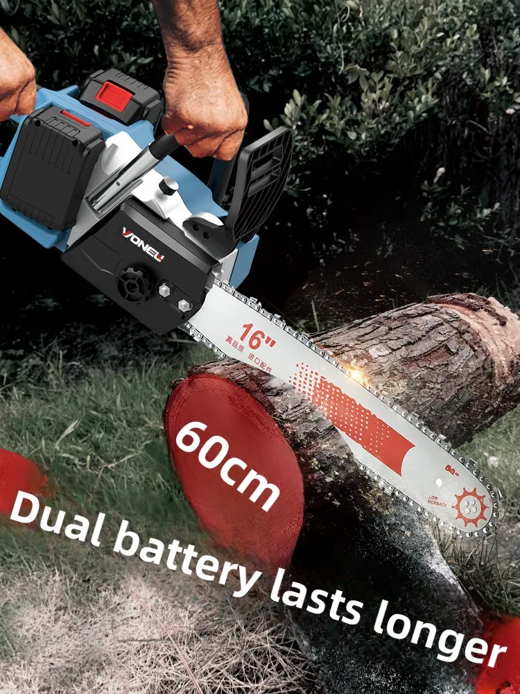 

Rechargeable electric chain saw household high-power lithium battery small handheld outdoor electric logging chainsaw tree