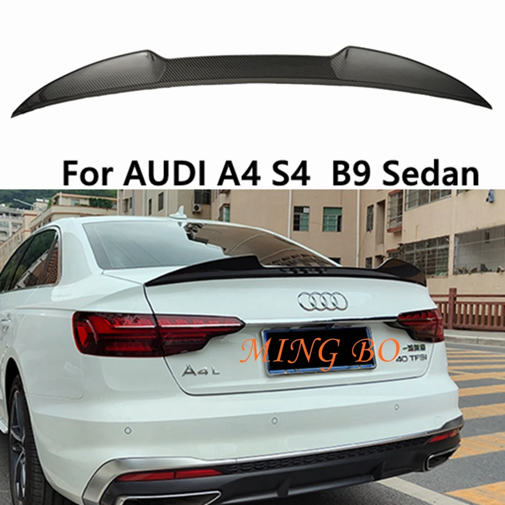 

For AUDI A4 S4 B9 Sedan K style Carbon fiber FRP glossy black Rear Spoiler Trunk Wing Car tuning accessories 2017+