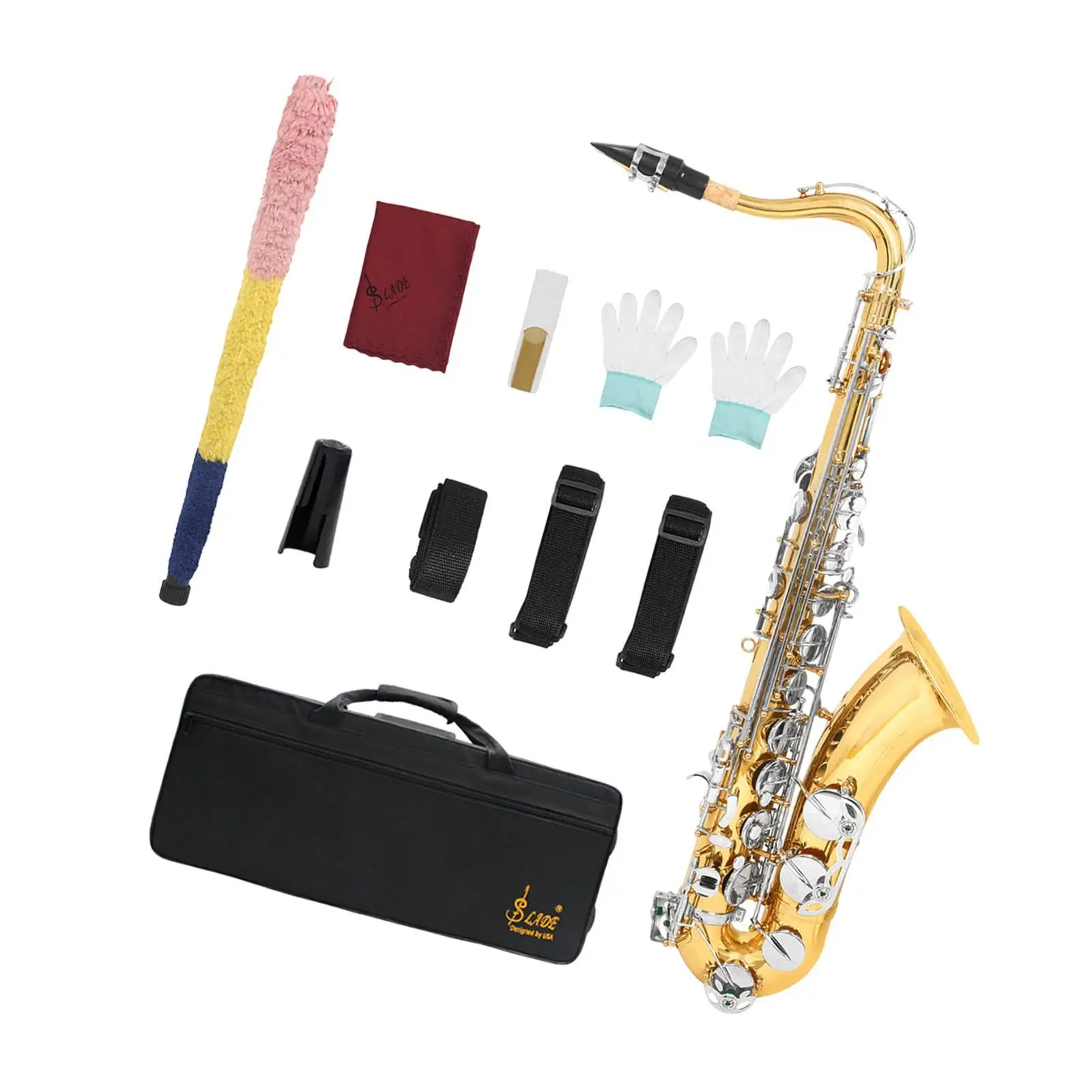 Tenor Saxophone Portable Musical Instrument and Storage Case for Adults Gift