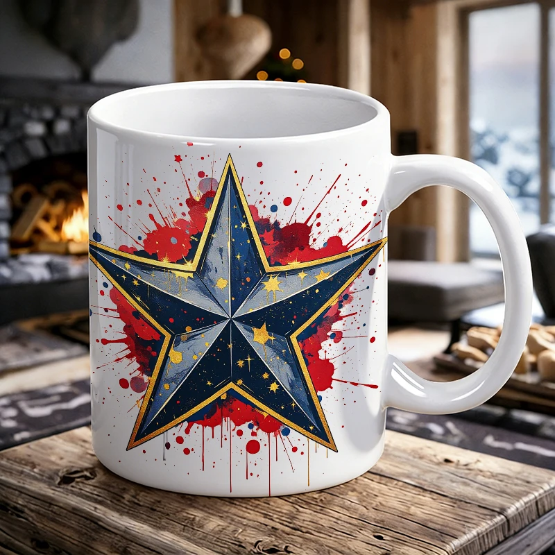 

Independence Day Mug Coffee Cup Ceramic Cup Starry Night Splatter Art
