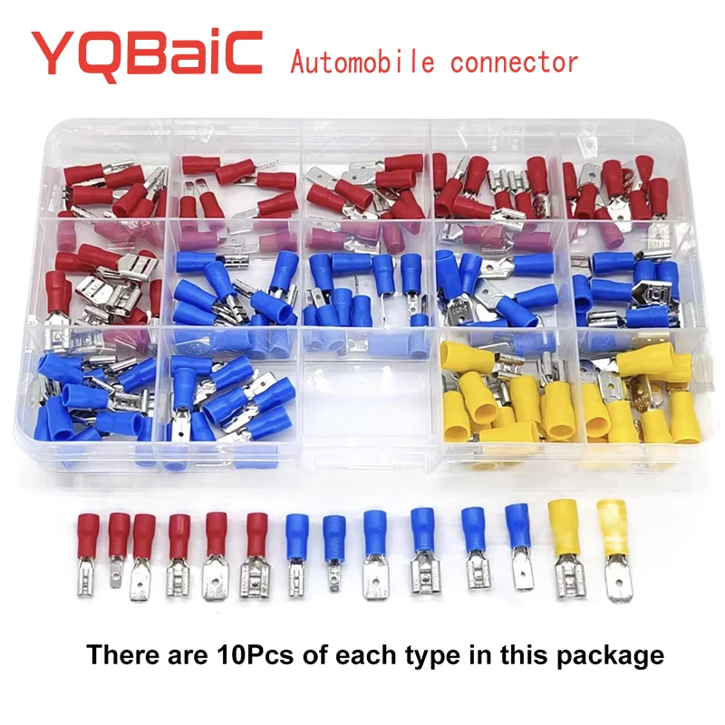 

140PCS Insulated Cable Electrical Connector Wire Crimp Spade Butt Ring Fork Set Ring Lugs Rolled Terminals Assorted RV/SV