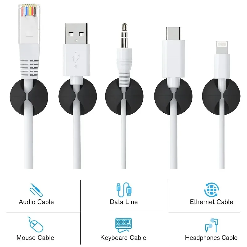 20-1 Uds. Clips para cables de coche, enrollador, soporte para auriculares, Cable USB, Clips de gestión de escritorio, organizadores, soporte para