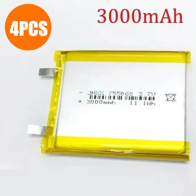 Robinella 755060 Akku 3,7 V 3000 mAh Lithium-Polymer-Akku Lipo-Li-Polymer-Zellen für Power Bank Tablet PCs Laptops Schönheitsinstrumente 3