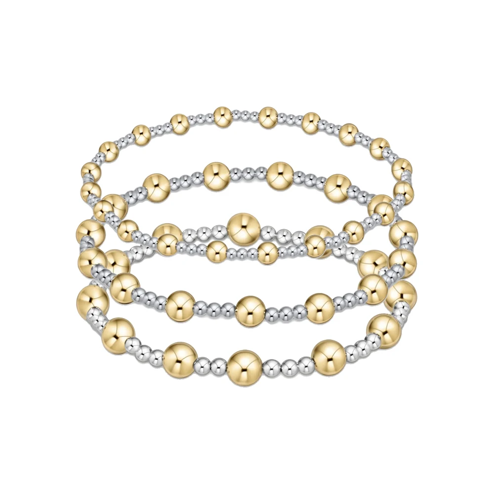 Vlen قابل للتعديل تكويم سوار مُزين بالخرز للنساء الذهب والفضة اللون مختلط مجوهرات بوهو الحد الأدنى الخرز سوار هدية #1