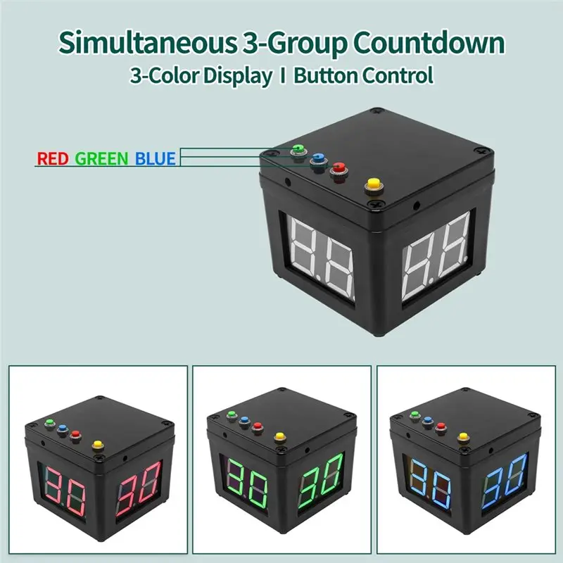 ABLN-Poker Shot Clock Secondi Conto alla rovescia Poker/Casino/Torneo degli scacchi 20/30 secondi e tempo personalizzato Timer cubo su 4 lati Nero