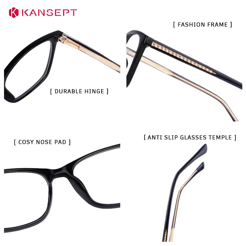 KANSEPT إطارات النظارات عالية الجودة وصفة طبية العدسات قصر النظر العدسات النظارات النسائية العدسات نظارات القراءة الزجاجية الصف