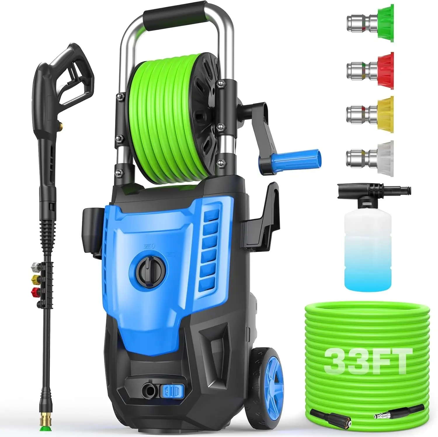 

4800 PSI Electric Pressure Washer- 4.0 GPM High Power Washer with 33FT Hose Reel, 4 Spray Tips and Soap Bottle for Car Washing,