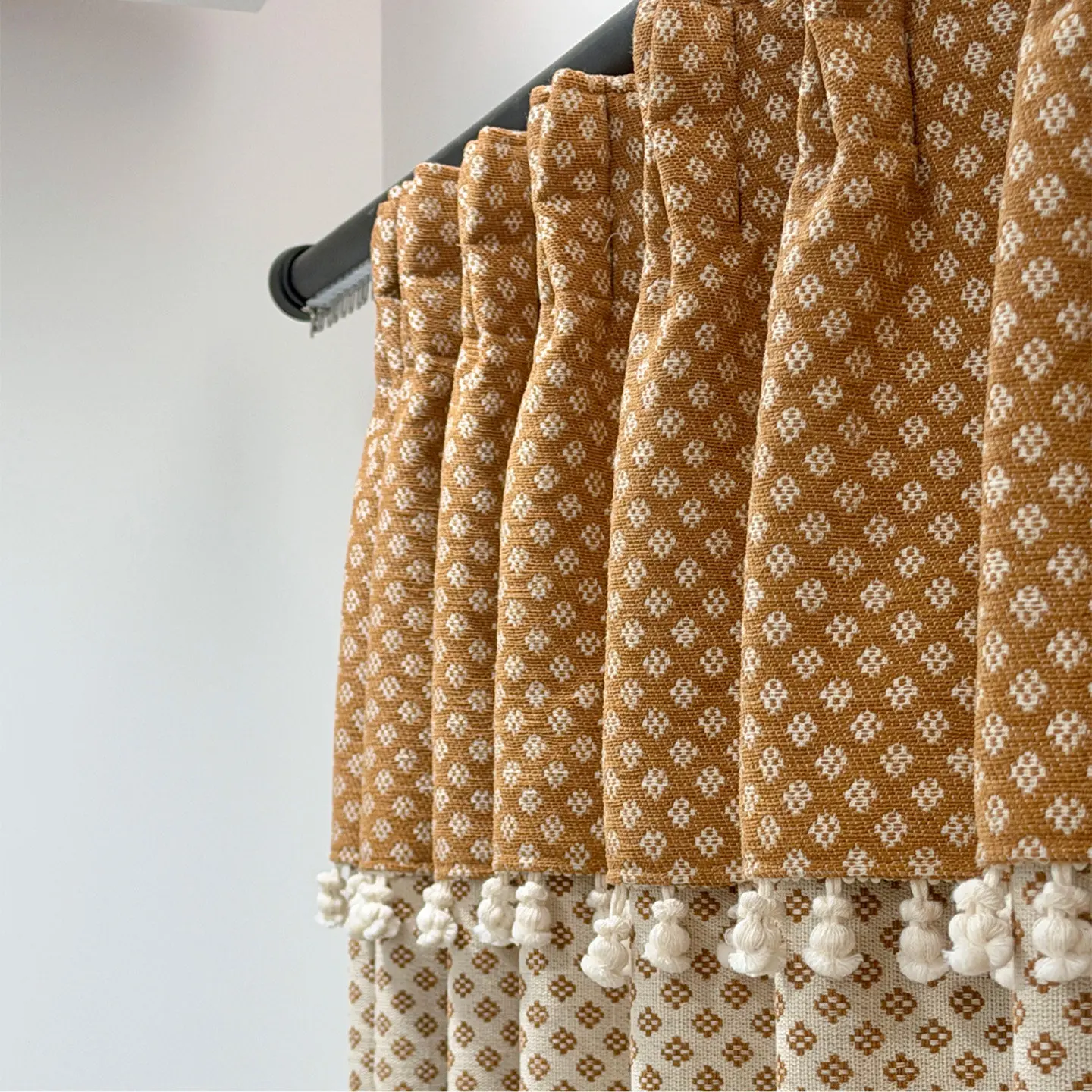 Orange Jacquard Thickened Cotton Chenille Patched Curtains for Living Room Bedroom French Window Customized Finished Products