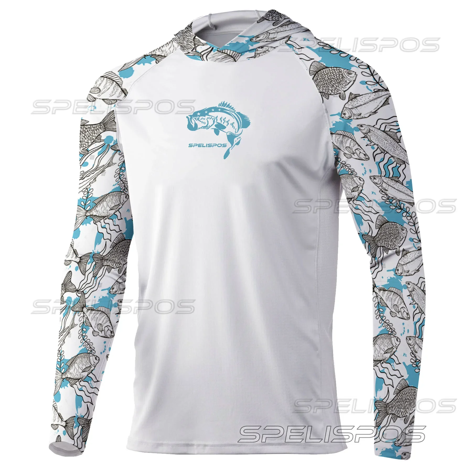 

SPELISPOS Hoodie Men Long Sleeve Fishing Shirts Breathable Sun Protection Lightweight Clothing Outdoor Run Sweatshirt UPF 50+