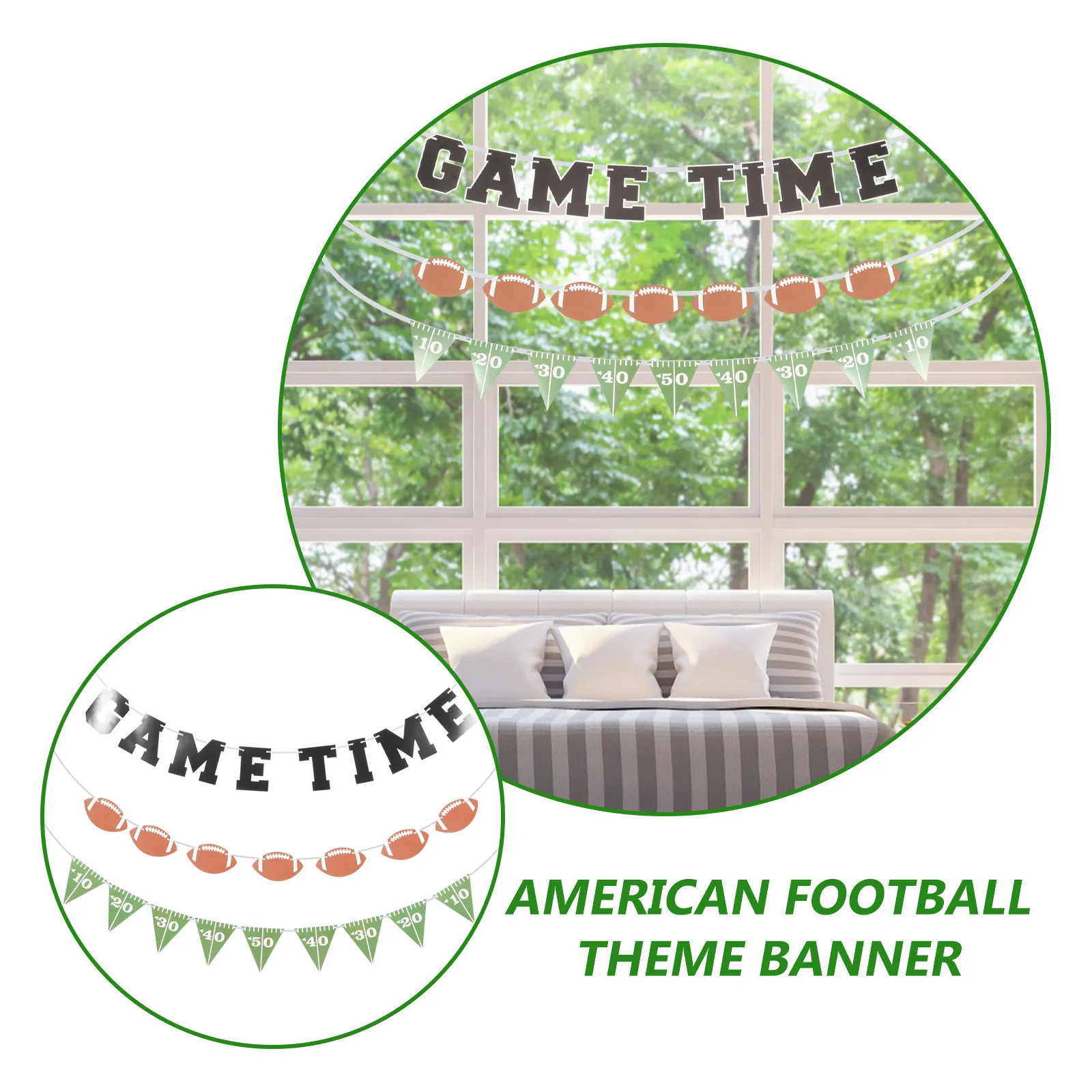 

3Pcs American Football Banner Paper Garland Football Party Decorations Birthday Themed Supplies Party Decorations