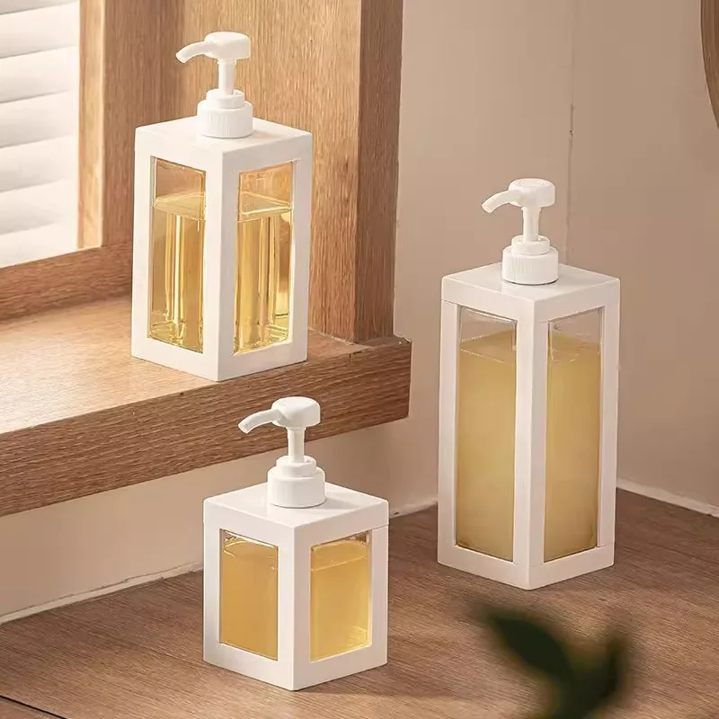 

500-1000ml Refillable Square Shampoo Shower Empty Bottles With Pump Shampoo Conditioner Body Wash Dispenser For Hotel Bathroom