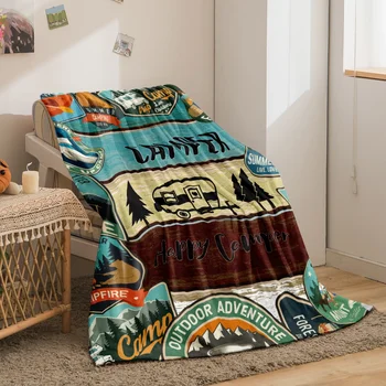 1PC Camper and Forest Pattern Printed Blanket, Suitable for Sofas, Beds, Offices, Travel,…