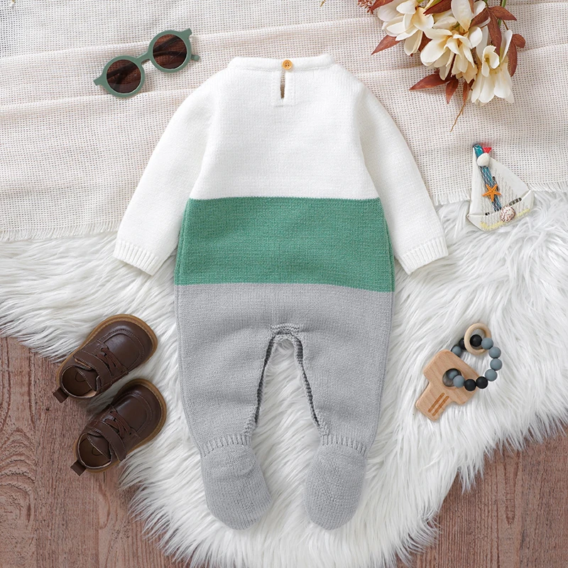 0-9m Baby Rompers Knitted Fall Winter Casual Long Sleeve Newborn Boys Girls Jumpsuits Outfits One Pieces Infant Unisex Playsuits