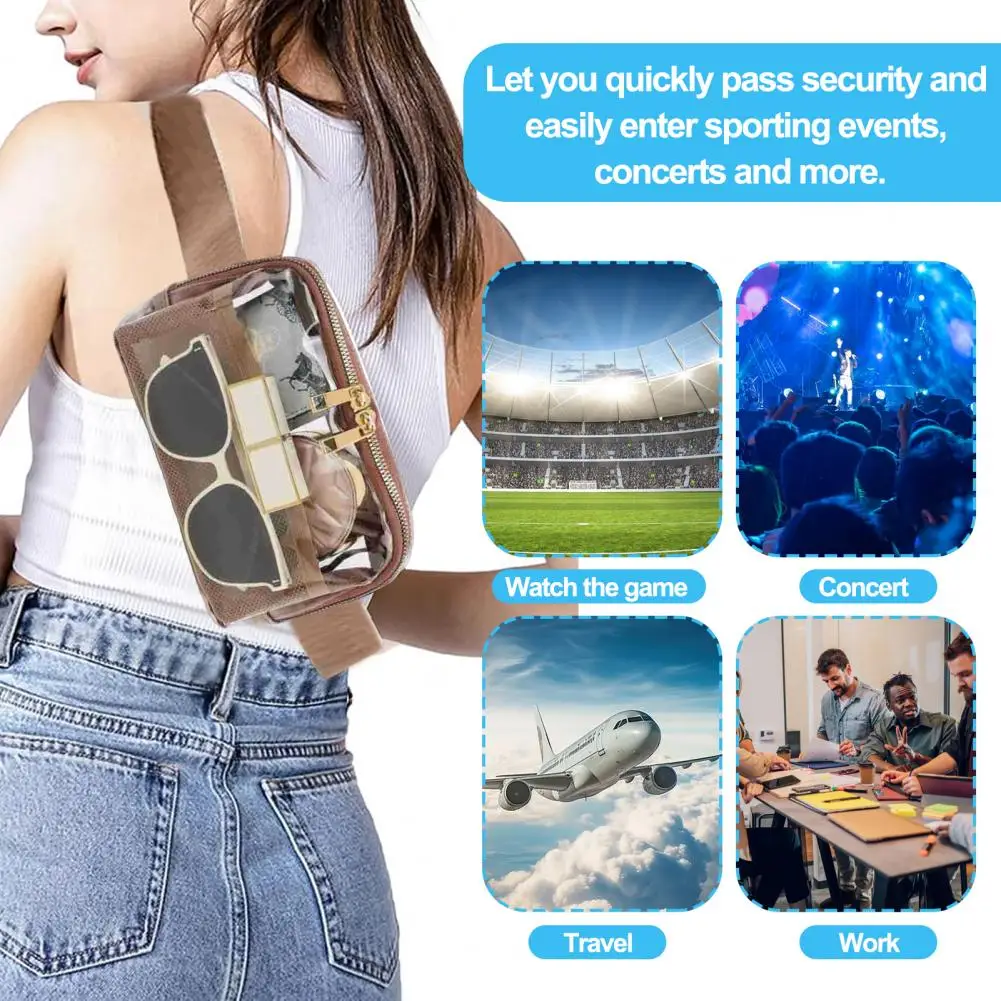 Pvc Fanny Pack Fanny Pack Waist Bag Capacity Transparent Belt Pouch Water-resistant Zipper Closure Stadium Approved Organizer