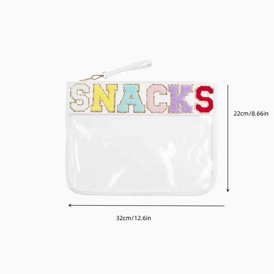 Transparent pvc zipper bag embroider letter satchel cosmetic bag satchel PU waterproof toiletry bag