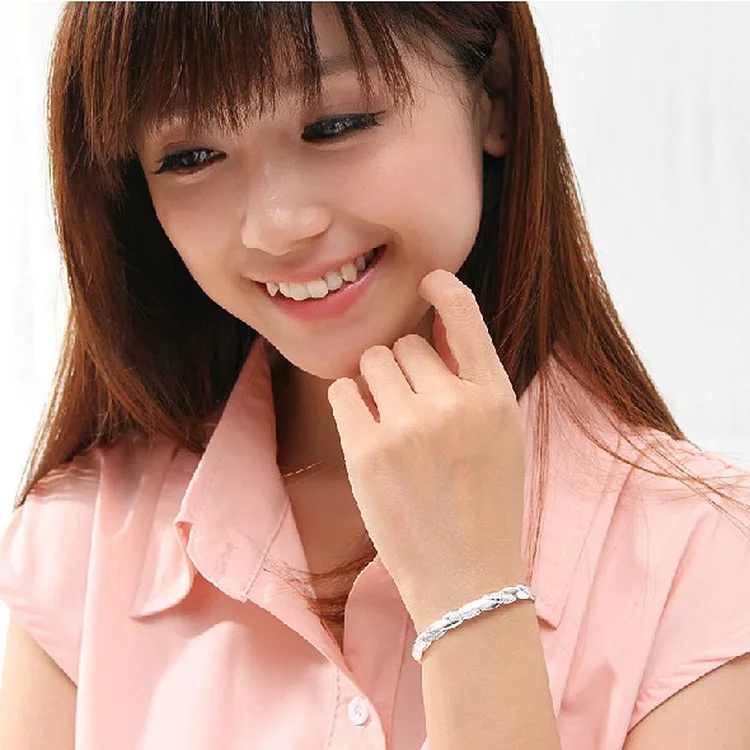 S925 Sterling Silver Love Interwoven Bracelet Women Fashion Jewelry Hot Sale