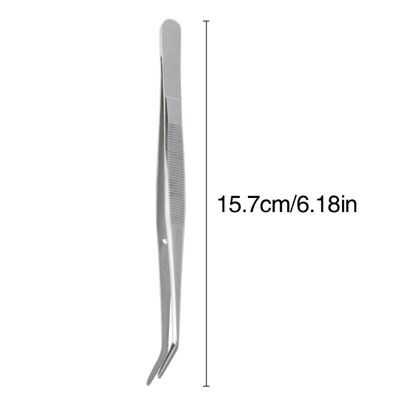 Stainless Steel Tweezers Serrated Curved Dental Instruments Dental Tool