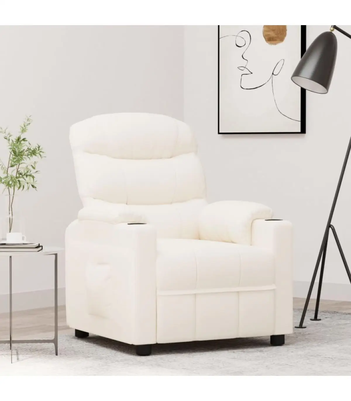 Cream synthetic leather recliner chairs