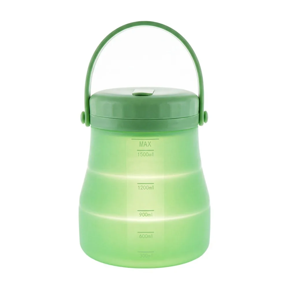 

800/1200/1500ml Fresh Keeping Bucket Heat Resistant with Handle Silicone Food Storage Container Leak-Proof with Scale