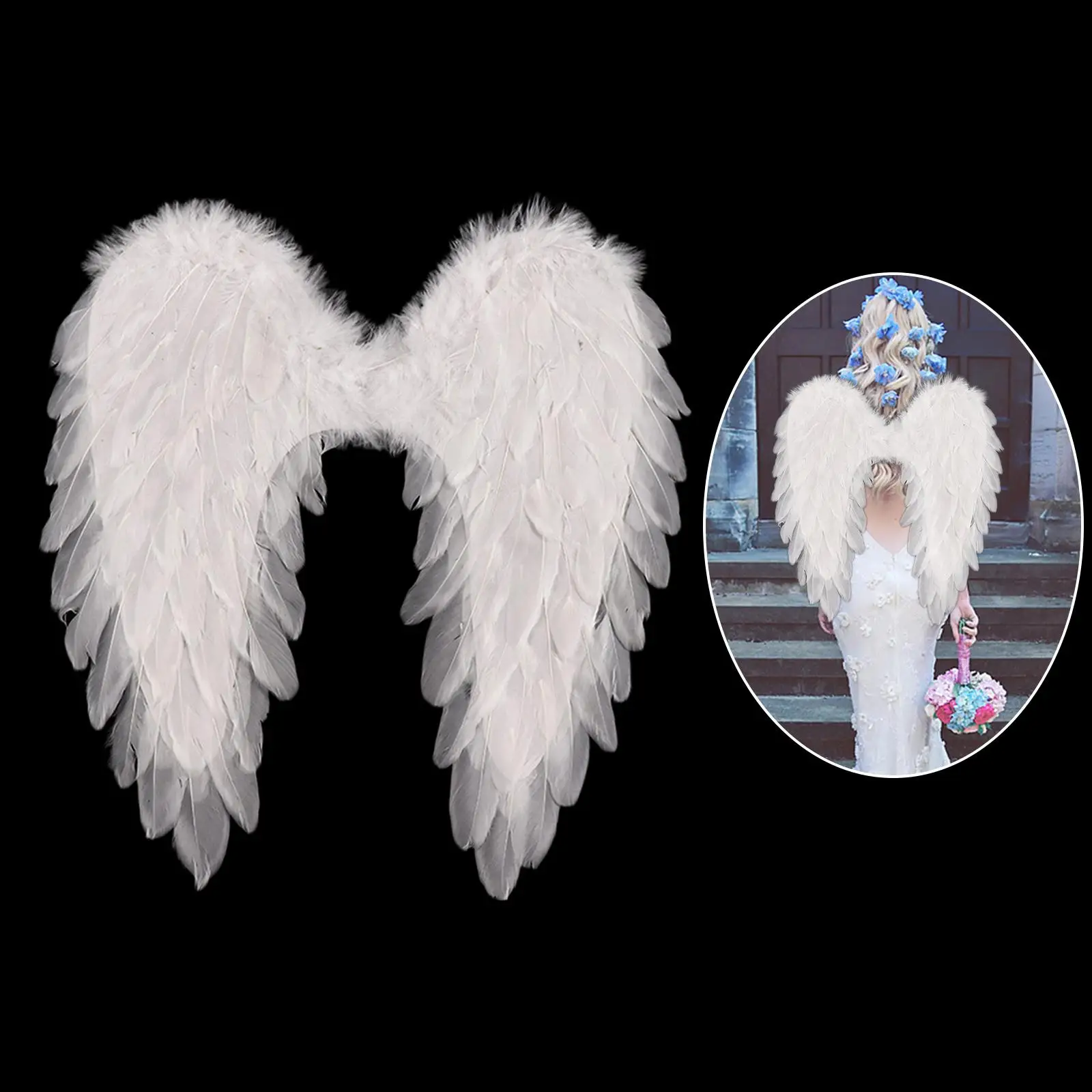 Kids Angel Wing Feather Wing Christmas Accessories Angel Costume for Party Christmas Cosplay Costume Props 60x60cm