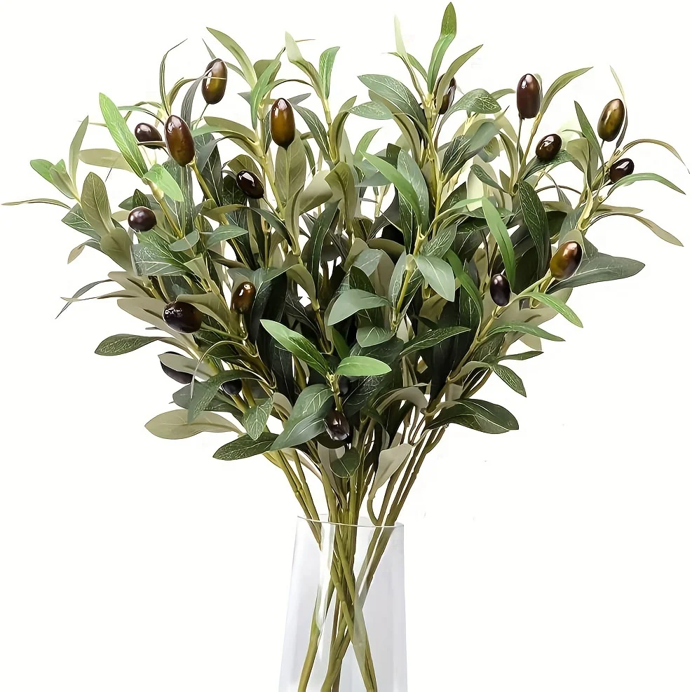 Lebensechte Künstliche Olivenzweige, DIY-Kränze, Heim- und Außendekoration, Hochzeits-Party-Vasenarrangements, Synthetische Edelsteine, Hochzeitsdekoration – Detail 2