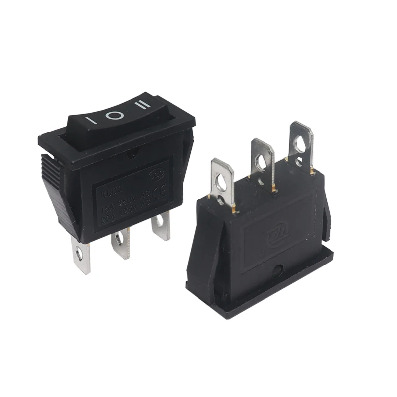 【10PCS】15A 250V /20A 125V 3 Pin SPDT KCD3 ON-OFF-ON 3 Position BLACK Boat Rocker Switch