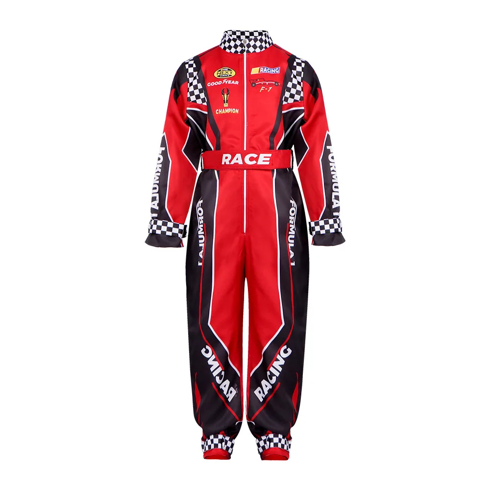 Racer Cosplay Costume Red Classic One-Piece Training Racing Uniform Suit For Children Halloween Karting Jersey Clothes