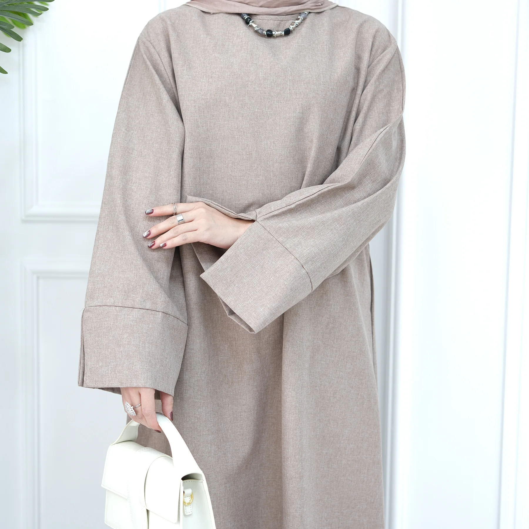 Closed Linen Abaya Luxury Dubai 2024 Eid Muslim Hijab Dress Casual Turkish Abayas for Women Saudi Islamic Prayer Clothes Kaftan