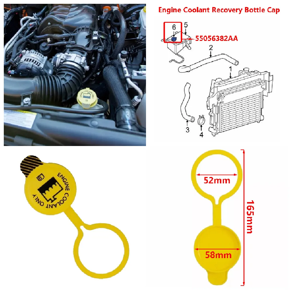 

55056382AA Fits for Dodge Journey 2.4L 2009-2020 Dakota 3.7L 4.7L 2005-2011 Car Engine Coolant Recovery Reservoir Bottle Cap