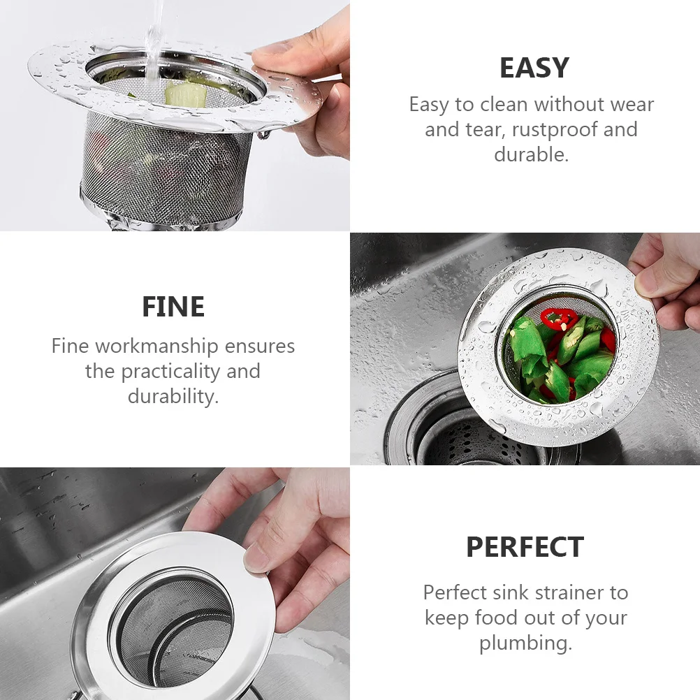 2 قطعة مصفاة حوض المطبخ شبكة تصفية المياه قسط الفولاذ المقاوم للصدأ مصفاة استنزاف لبالوعة الحطام الماسك سهلة التنظيف