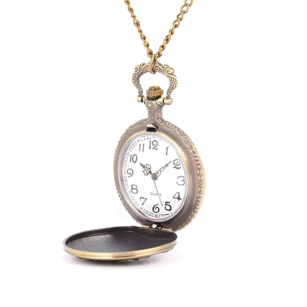 8876   Flower bloom pattern carved hollow personality exquisite gift white face Roman lettering large flip pocket watch