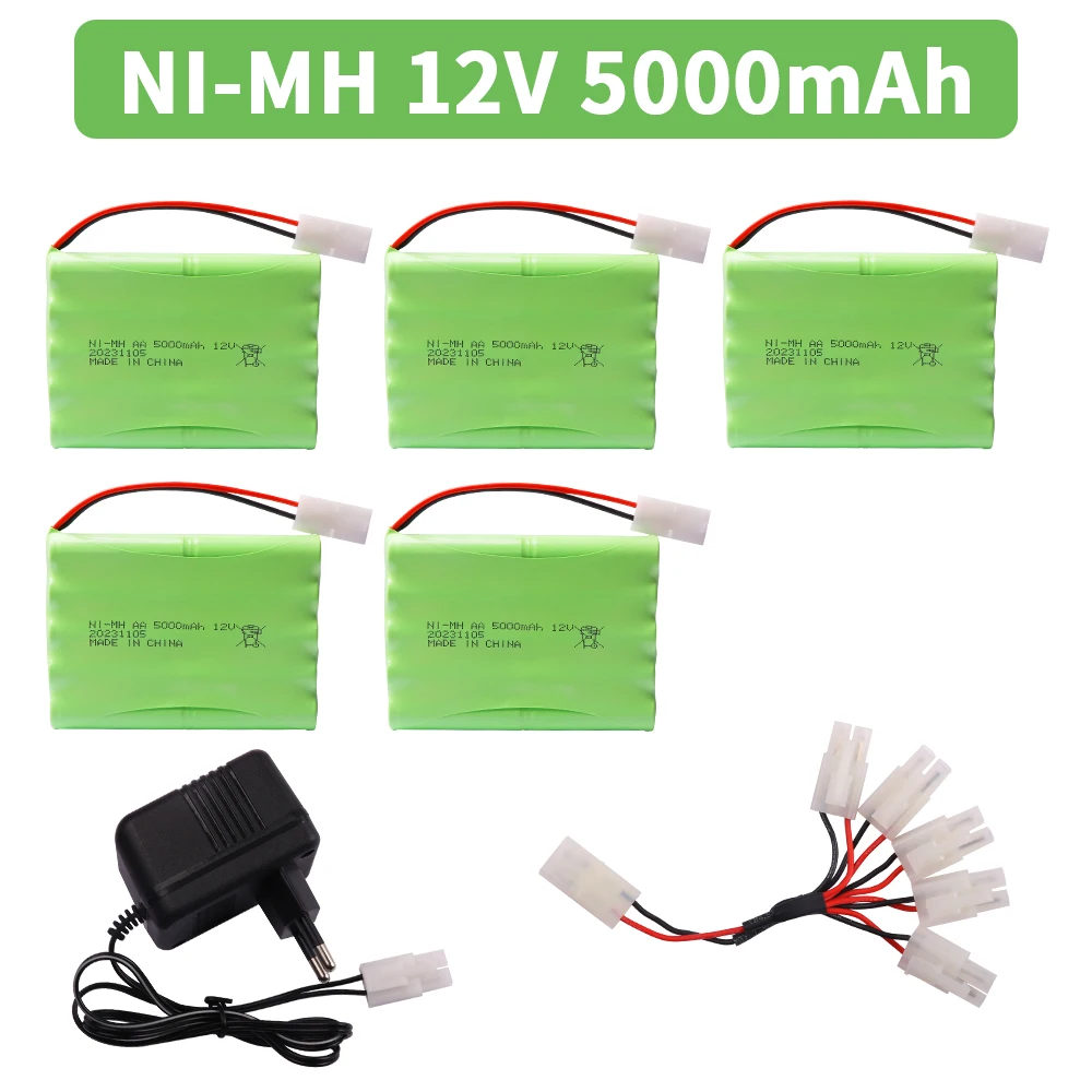 12V NiMH 5000mah AA Battery and Charger set for Rc toy Car Tanks Trains Robots Boat Guns parts Ni-MH AA 12v Rechargeable Battery