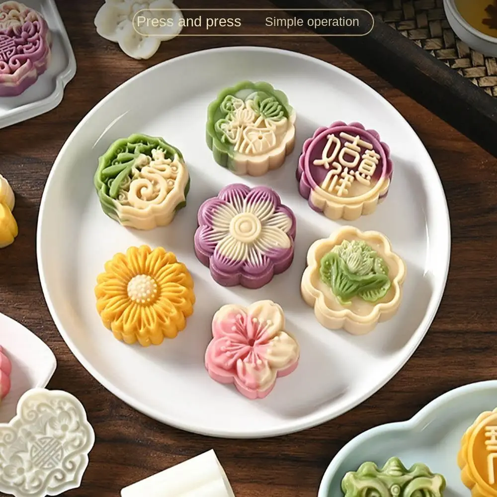 Mid Autumn Festival Round Mooncake Mold 50g DIY Hand Press Mold Sakura Pattern Stamps Fondant Cake Decoration Tools