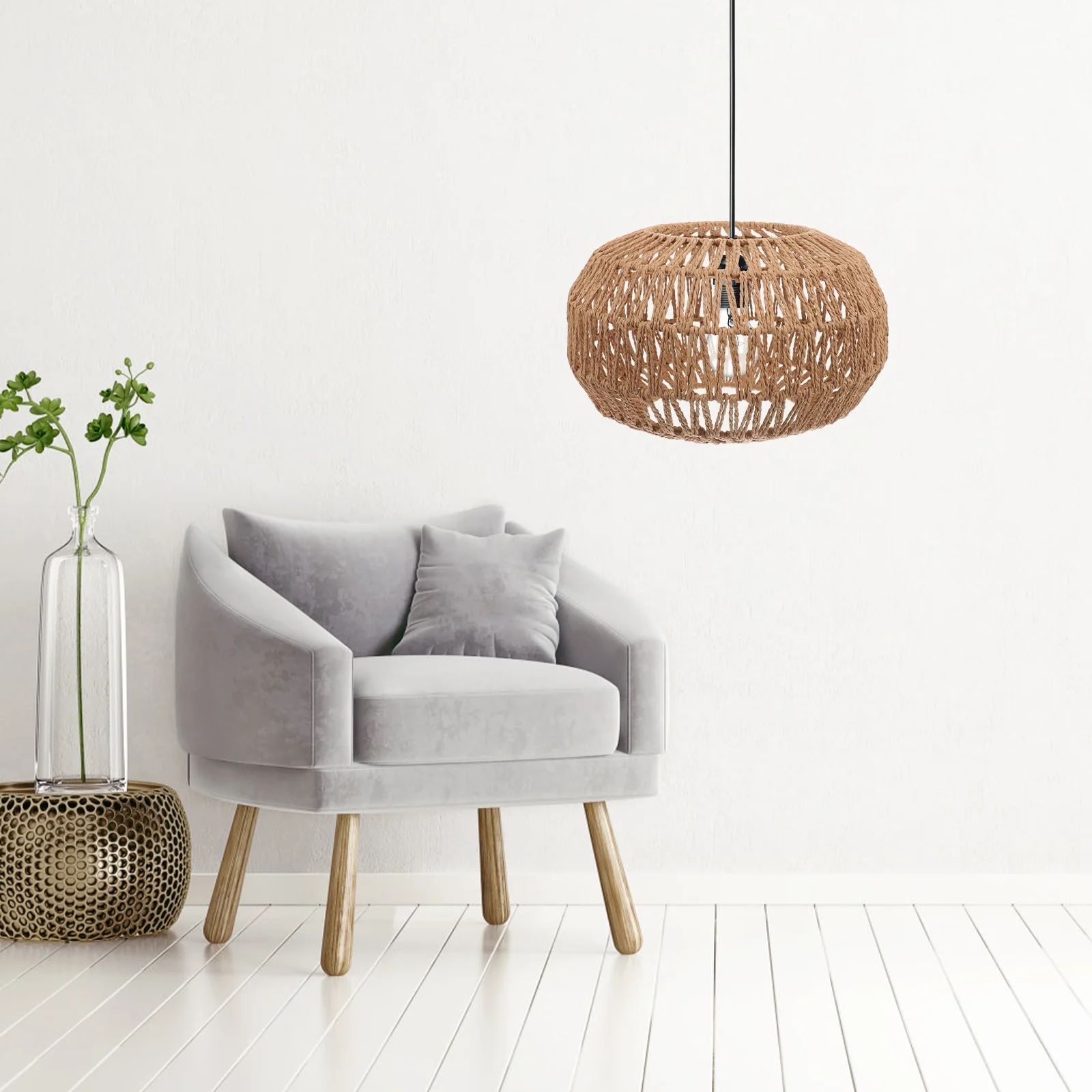 Gevlochten vintage lampenkap simulatie rotan plafondlamp cover eenvoudige accessoirehoezen hotel hangend modern papier