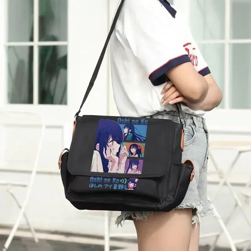 Preto branco, Oshi no Ko, estudantes crianças adolescentes, anime mensageiro bolsa de ombro crossbody para meninas meninos da escola