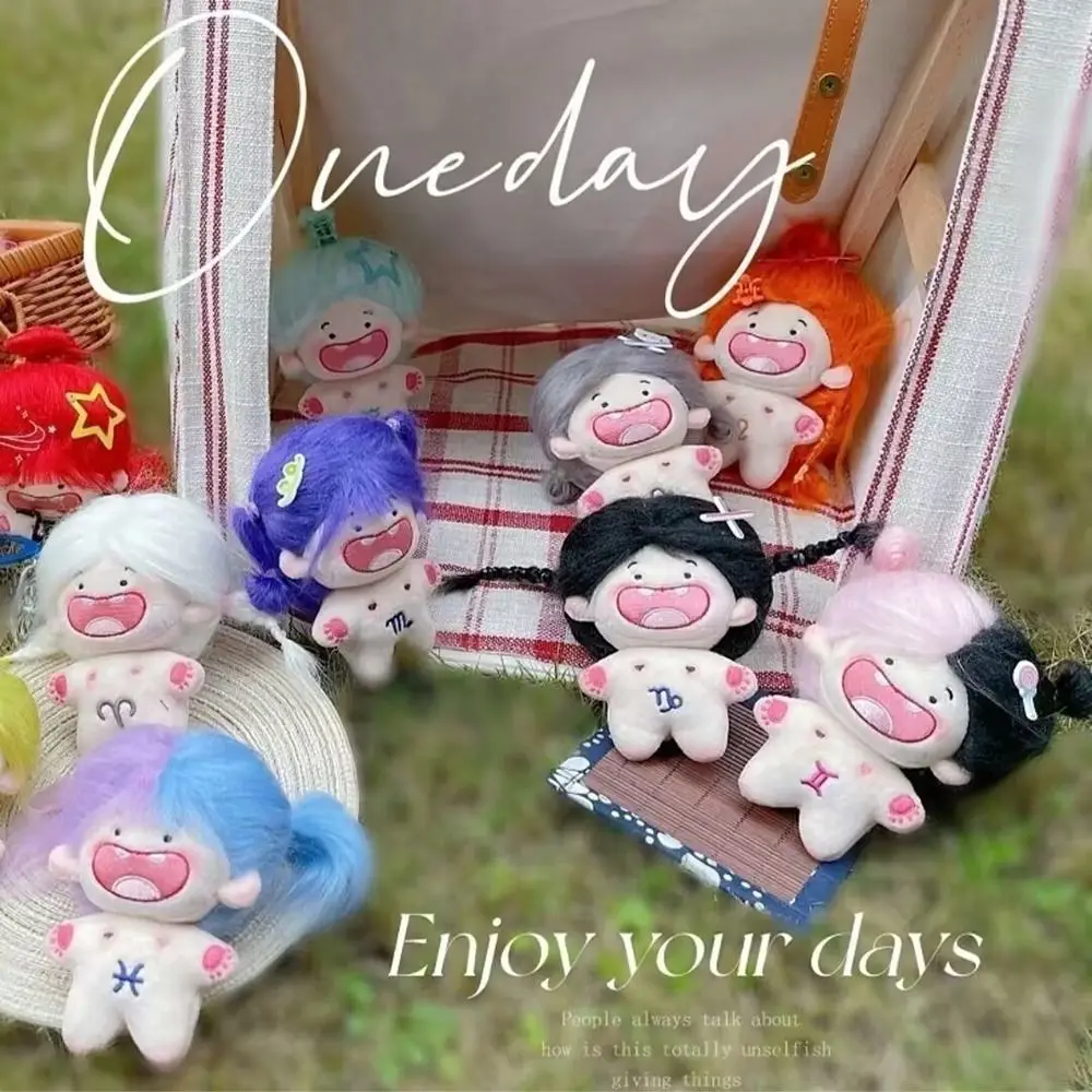 Durable 10cm Long Hair Constellation Stuffed Doll Plush Zodiac Doll Cute Cartoon Pendant Keychain Hanging Bags Decor