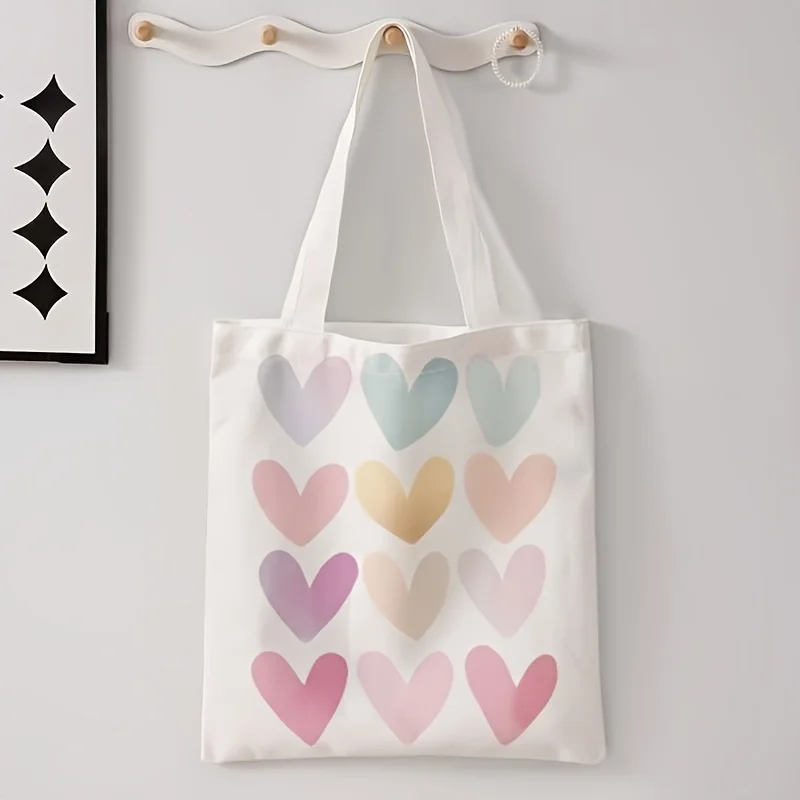 A Cartoon heart pattern Multi-functional Ladies Canvas Bag –