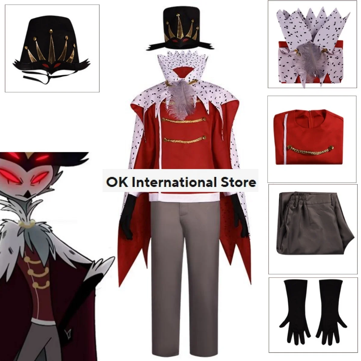 New Anime Stolas Stola Cosplay Costume Adult Mens Shirt Pants Coat Hat Suits Halloween Carnival Party Hotel Costume Full Set