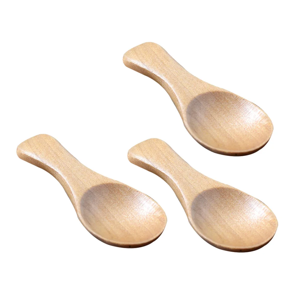 

3 Pcs Tea Scoop Wooden Salt Spoon Mini Spoons Short Handle Small Teaware Accessories