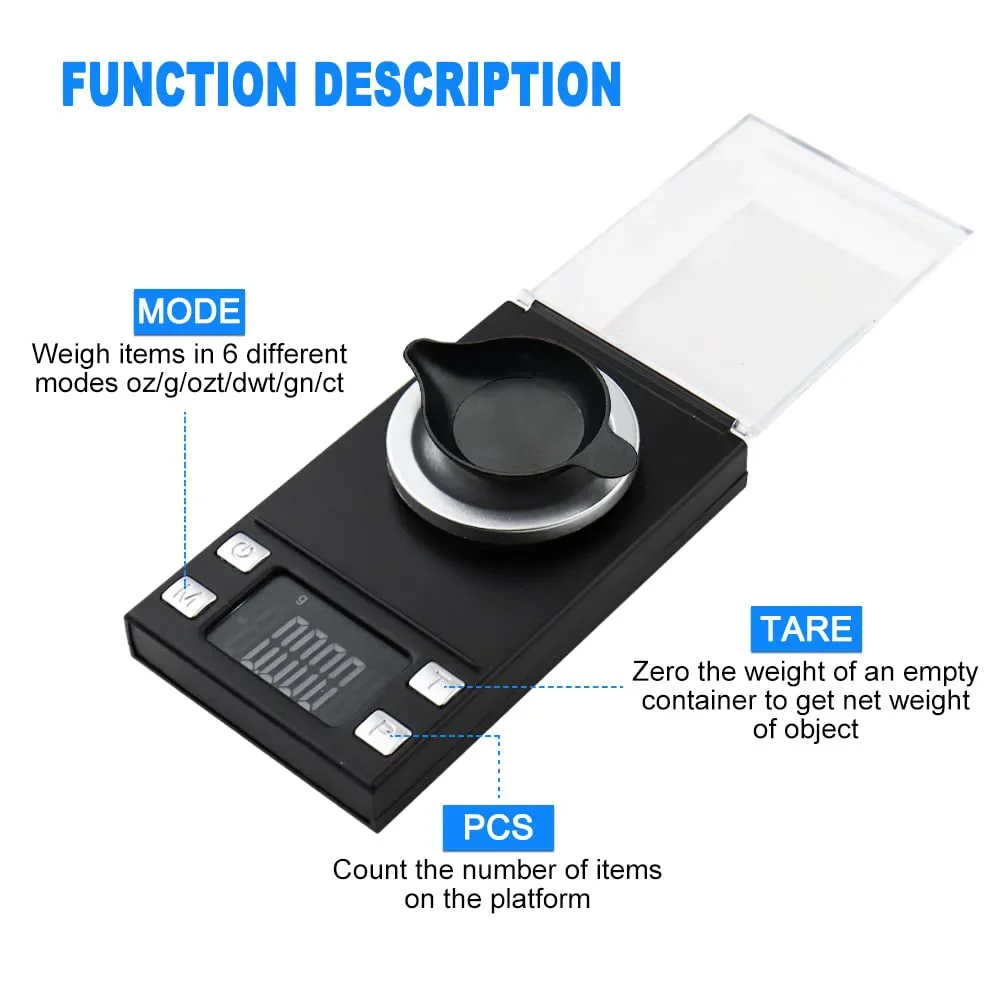 Pocket Scales Electronic Precision Scales 0.001 LCD Digital Jewelry Medicinal Herbs Lab Weight Milligram Scale 20g