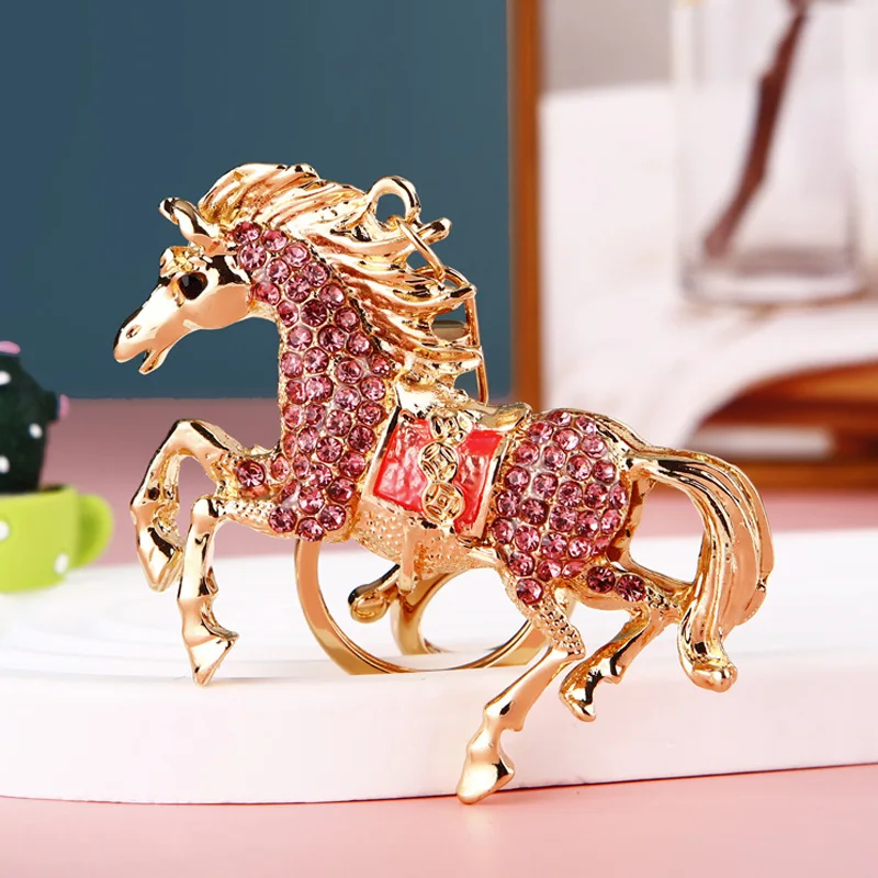 Horse Rhinestone Crystal Charm Pendant Key Bag Chain Keychains