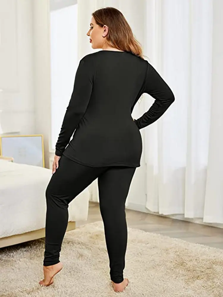 Vrouwen Plus Size Thermische Lange Onderbroek Sets Fleece Gevoerde Base Layer Super Dikke Warme Ondergoed Winter Kleding Suits Ouc1237