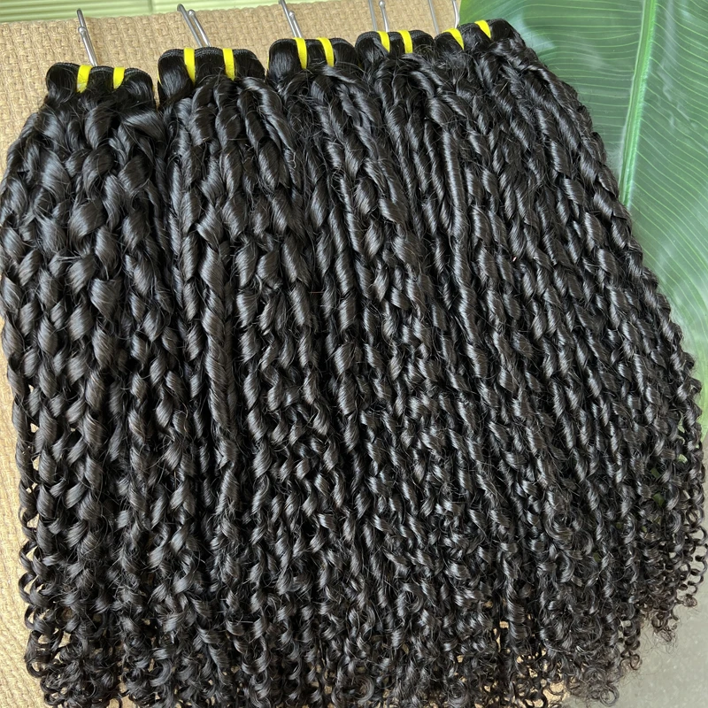 16A Pixie Curly Human Hair Bundles Burmese Weave Bouncy Curly Hair Extension For Women Double Weft Quick Weave Raw Virgin Hair