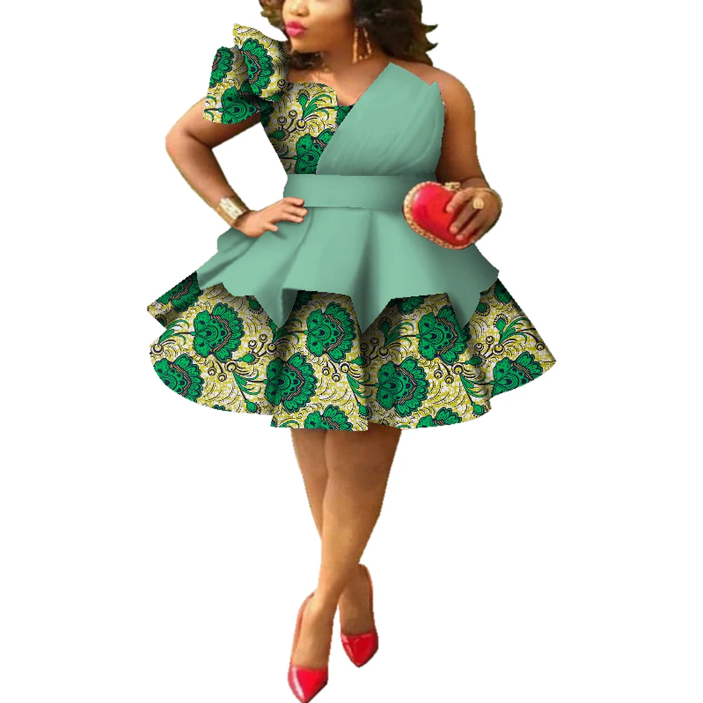 Vestidos africanos para mujer con estampado de Ankara, vestidos multicapa sin tirantes Dashiki, vestido de noche para fiesta de boda, ropa africana WY4213