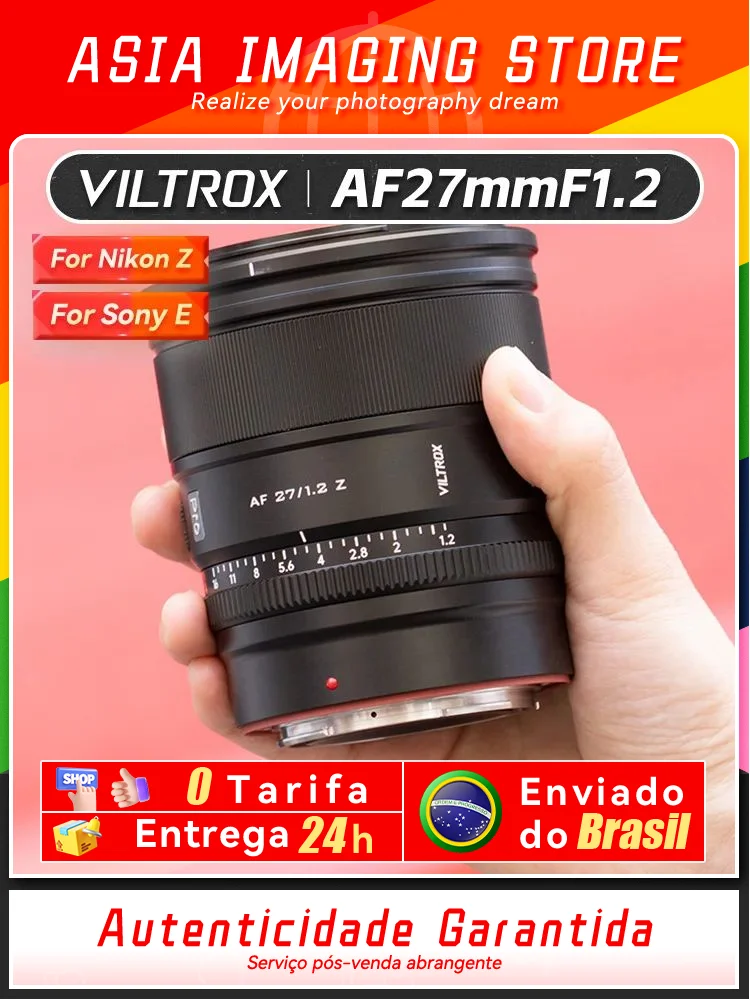 【 Do Brasil 】 Viltrox AF 27mm F1.2 Pro APS-C Wide Angle Mirrorless Camera Lens for Sony E A6700 ZVE10 Nikon Z50 FujiXF 27 1.2