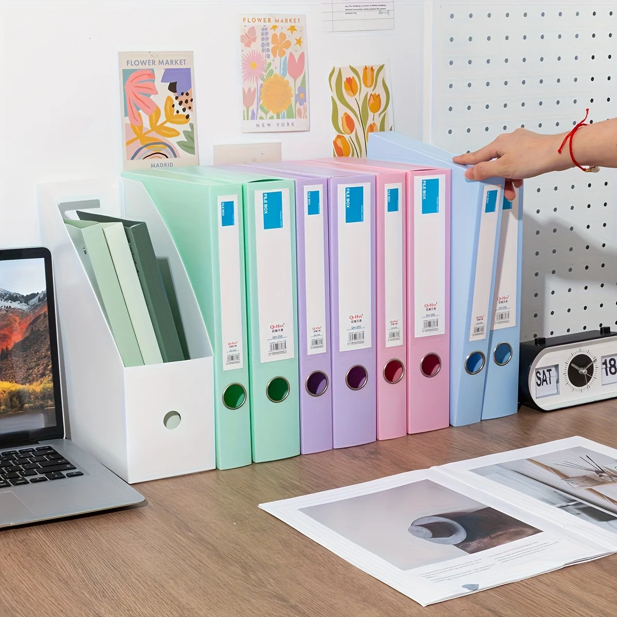 

4 шт. Архівная коробка Morandi 1,38-2,17 дюйма, коробка для хранения папок, коробка для хранения канцелярских товаров, файл для бухгалтерского учета