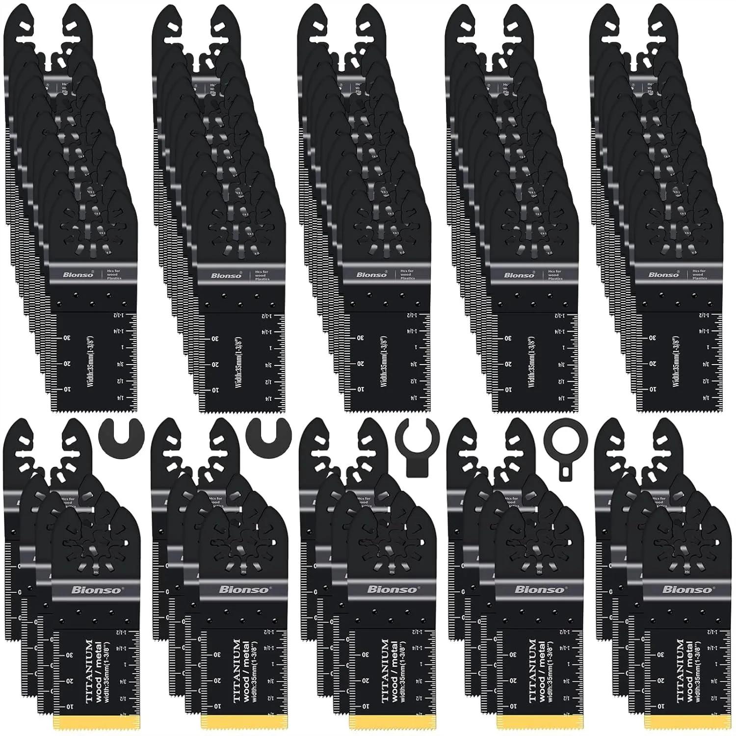 

120PCS Oscillating Tool Blade Set, Universal Titanium Multi Tool Blades for Wood Metal, Fit Dewalt Ryobi Milwaukee Rockwell Fein